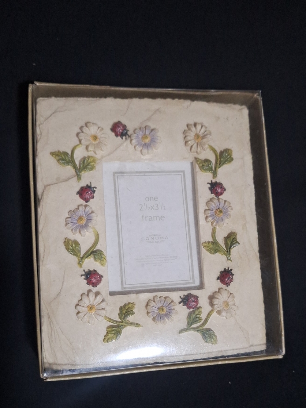 Sonoma Ceramic Cream Floral & Ladybug Decorative Photo Frame